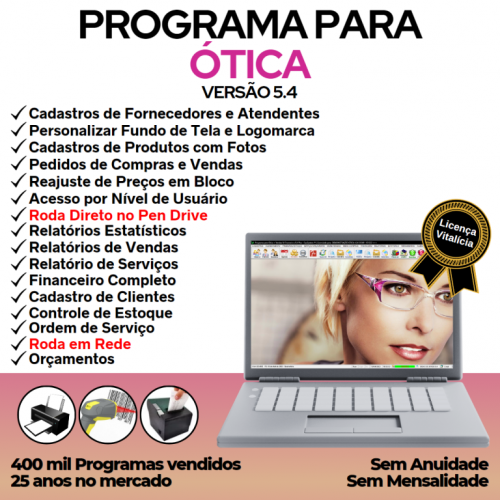 Programa para Ótica e Relojoalheria Serviços Vendas Financeiro e Estatística v5.4 Plus - Fpqsystem 718747