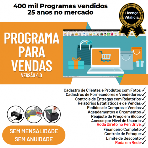 Programa Para Pedido Vendas Estoque e Financeiro V4.0 Plus - Fpqsystem 718814