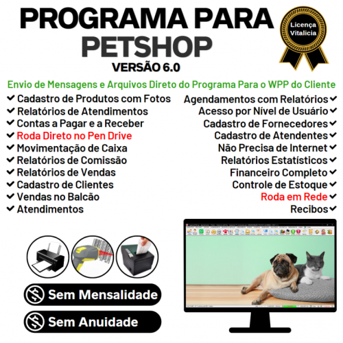 Programa para Petshop com Agendamento Vendas e Financeiro v6.0 Plus Whatsapp - Fpqsystem 718847