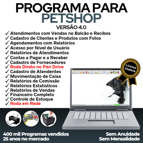 Programa para Petshop e Agropecuária com Agendamento Vendas e Financeiro v4.0 Plus - Fpqsystem 718579