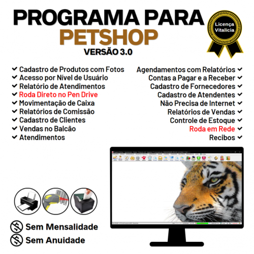 Programa para Petshop e Veterinária com Vendas Serviços e Financeiro v3.0 - Fpqsystem  Virtual Programas 718565