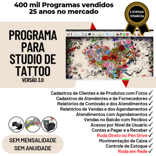 Programa para Studio Tatoo Atendimento Agendamento Financeiro v3.0 - Fpqsystem 718834