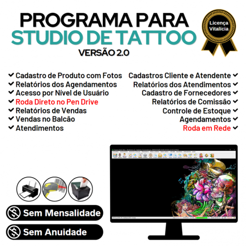 Programa para Studio Tatoo Atendimento Agendamento v2.0 - Fpqsystem 718835