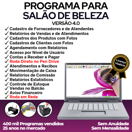 Programa Salão de Beleza Agendamento Vendas e Financeiro v4.0 Plus - Fpqsystem 718580