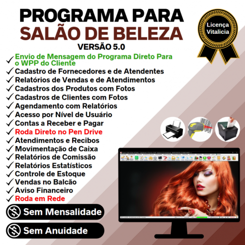 Programa Salão de Beleza Agendamento Vendas e Financeiro v5.0 Plus Whatsapp - Fpqsystem 718840