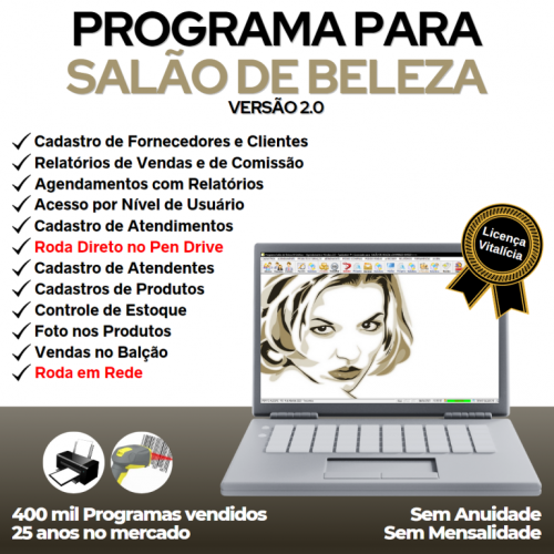 Programa Salão de Beleza e Estética com Agendamento e Vendas v2.0 - Fpqsystem 718562