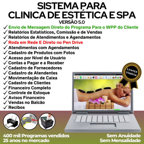 Sistema Clinica de Estética e Spa Agendamento Vendas e Financeiro v5.0 Plus Whatsapp - Fpqsystem 718947