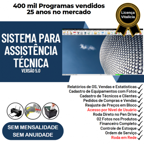 Sistema Ordem de Serviço Assistência Técnica Vendas e Financeiro v5.0 - Fpqsystem 660152