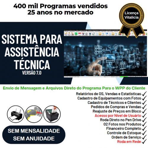 Sistema Ordem de Serviço Assistência Técnica Vendas e Financeiro v7.0 Plus  Whatsapp - Fpqsystem 660072