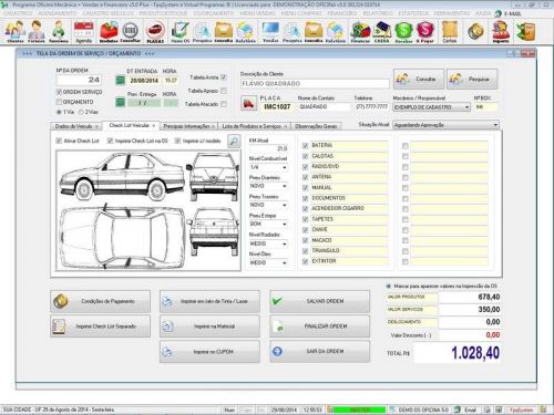 Sistema Ordem de Serviço para Oficina Mecânica com Check List Vendas Estoque e Financeiro v5.0 Plus - Fpqsystem 660369