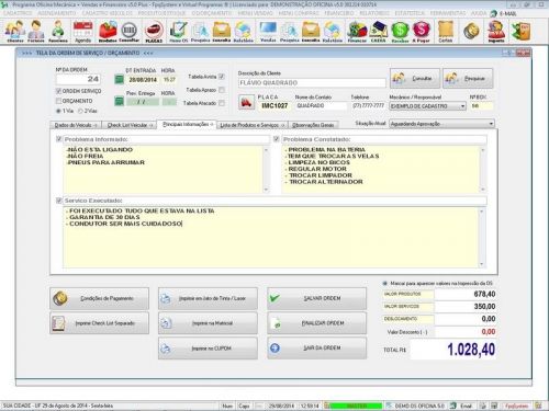 Sistema Ordem de Serviço para Oficina Mecânica com Check List Vendas Estoque e Financeiro v5.0 Plus - Fpqsystem 660370