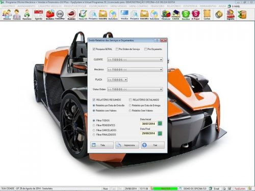 Sistema Ordem de Serviço para Oficina Mecânica com Check List Vendas Estoque e Financeiro v5.0 Plus - Fpqsystem 660376