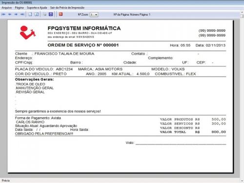 Sistema Ordem de Serviço para Oficina Mecânica com Estoque v2.0 - Fpqsystem 660487