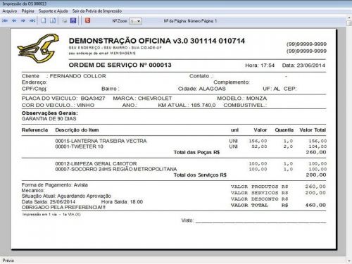 Sistema Ordem de Serviço para Oficina Mecânica com Vendas e Estoque v3.0 - Fpqsystem 660433