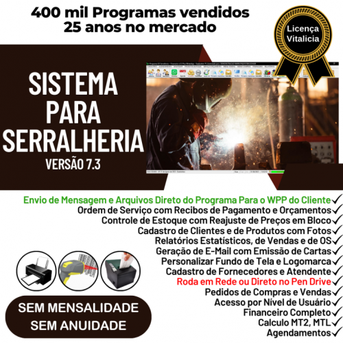 Sistema Ordem de Serviço Serralheria  Vendas  Financeiro v7.3 Whatsapp - Fpqsystem 682506