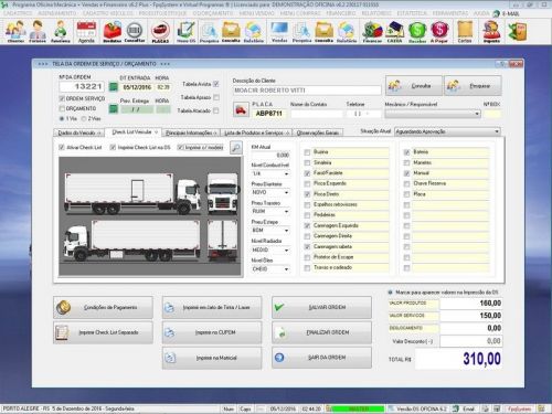 Sistema Os Oficina Mecânica Caminhão com Check List Vendas Estoque e Financeiro v6.2 Plus  Whatsapp - Fpqsystem 661132