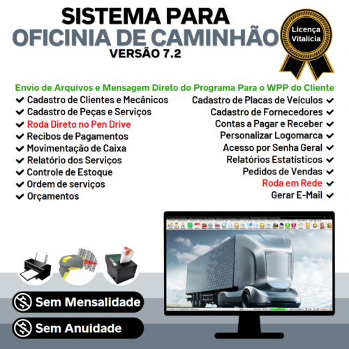 Sistema Os Oficina Mecânica com Caminhão Check List Vendas Estoque e Financeiro v7.2 Plus  Whatsapp via Os - Fpqsystem 661076