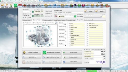 Sistema Os Oficina Mecânica com Caminhão Check List Vendas Estoque e Financeiro v7.2 Plus  Whatsapp via Os - Fpqsystem 661108