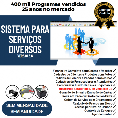 Sistema Os Serviços Diversos com Vendas Financeiro e Estatísticas v5.6 Plus - Fpqsystem 664415