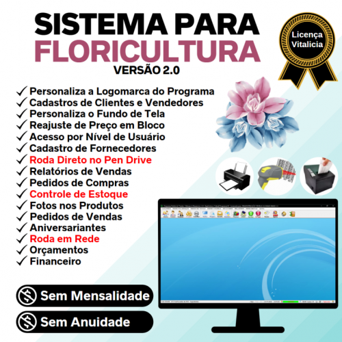 Sistema para Floricultura com Controle de Estoque Pedido de Vendas e Financeiro v2.0 - Fpqsystem 662316