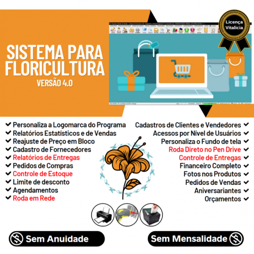 Sistema para Floricultura com Controle de Estoque Pedido de Vendas e Financeiro v4.0 Plus - Fpqsystem 663263