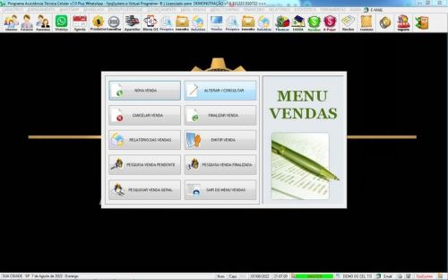 Software Ordem de Serviço Assistência Técnica Celular Vendas Financeiro Estatística v7.0 Plus  Whatsapp - Fpqsystem 660575