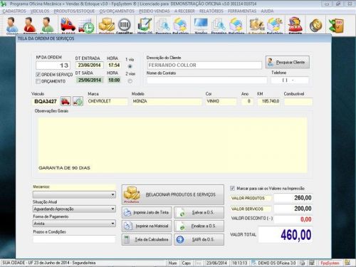 Software Ordem de Serviço para Oficina Mecânica com Vendas e Estoque v3.0 - Fpqsystem 660450