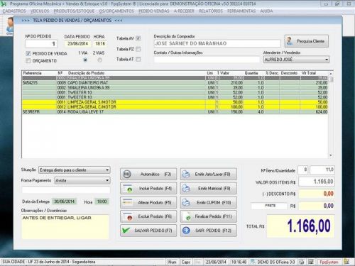 Software Ordem de Serviço para Oficina Mecânica com Vendas e Estoque v3.0 - Fpqsystem 660457