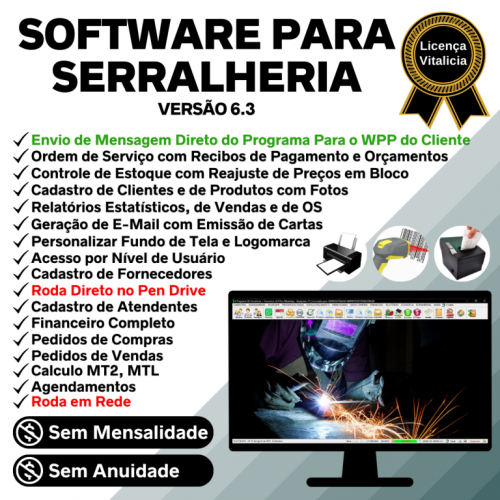 Software Ordem de Serviço Serralheria Vendas Financeiro v6.3 Whatsapp - Fpqsystem 682436