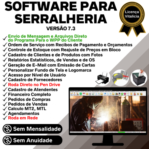 Software Ordem de Serviço Serralheria  Vendas  Financeiro v7.3 Whatsapp - Fpqsystem 682507