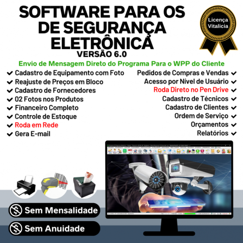 Software Os Segurança Eletrônica  Vendas  Estoque e Financeiro v6.0 Plus  Whatzapp - Fpqsystem 681824