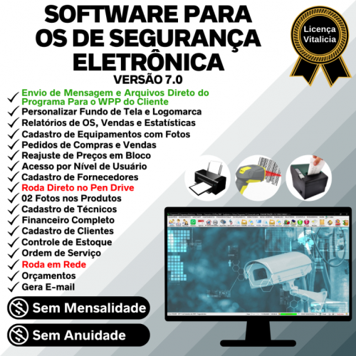 Software Os Segurança Eletrônica  Vendas  Estoque e Financeiro v7.0 Plus  Whatsapp - Fpqsystem 681884