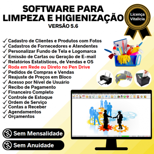 Software Os Serviços de Limpeza e Higienização com Vendas Financeiro e Estatística v5.6 Plus - Fpqsystem 664334