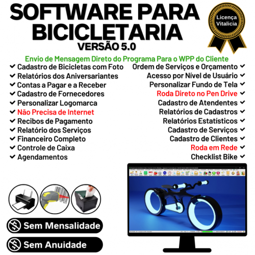 Software para Loja de Bicicletaria com Serviços Vendas Estoque e Financeiro v5.0 Plus Whatsapp - Fpqsystem 682042