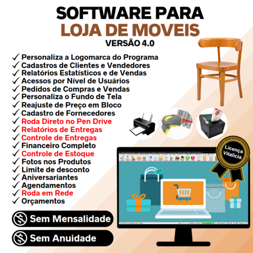 Software para Loja de Moveis com Controle de Estoque Pedido de Vendas e Financeiro v4.0 Plus - Fpqsystem 662863