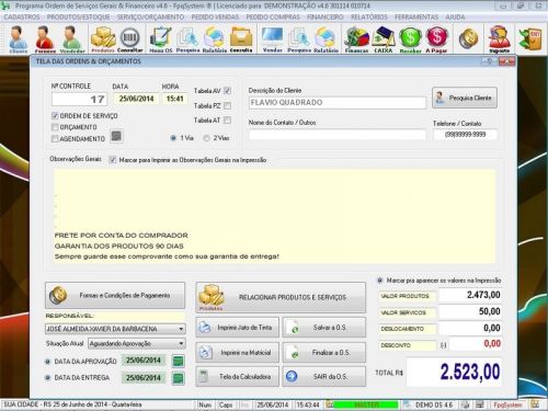Software Para Serviços de Limpeza e Higienização e Orçamentos Financeiro V4.6 - Fpqsystem 664518