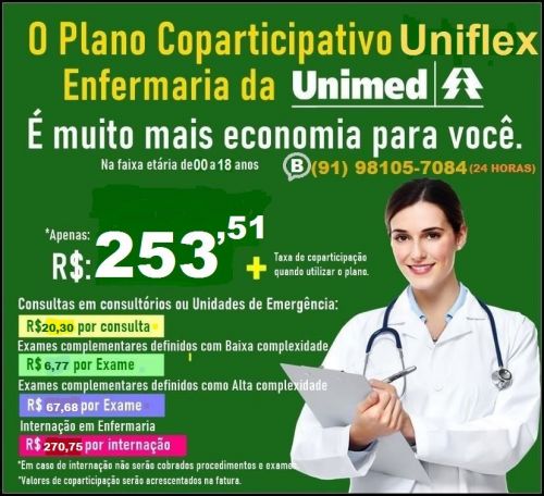 Unimed Belém com Promoção Neste Mês Plano Uniflex Com Coparticipação Plantão de Vendas. 722160