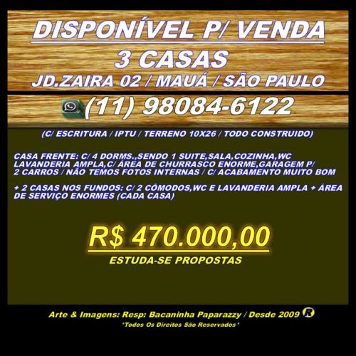  Vende 3 Casas  - Jd.zaira 02 - Mauá-sp 723318