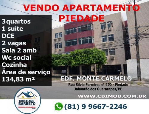 Vende-se Lindo apartamento 3 quartos em Piedade 709709