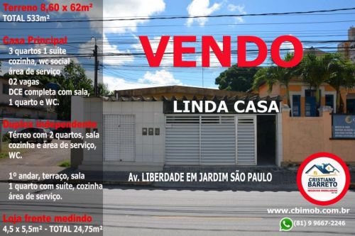 Vendo casa 5 quartos 2 suítes - terreno 533m² 709729